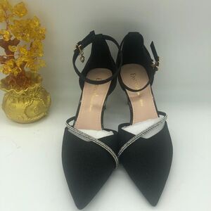 Eastanna Pointy Toe Ankle Strappy Pumps Mid Heels Sandals